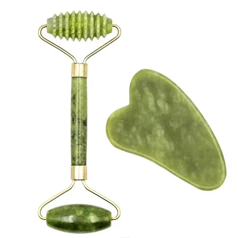 Natural Jade Roller & Gua Sha Set – Facial Massager for Skin Lifting, Anti-Aging, and Relaxation - Cupid's Treasures