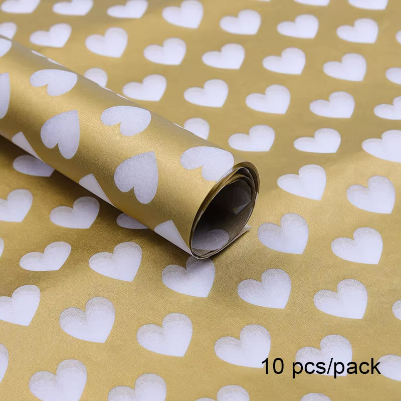 Romantic Heart Tissue Paper – 10 Sheets for Gift Wrapping & Bouquets - Cupid's Treasures