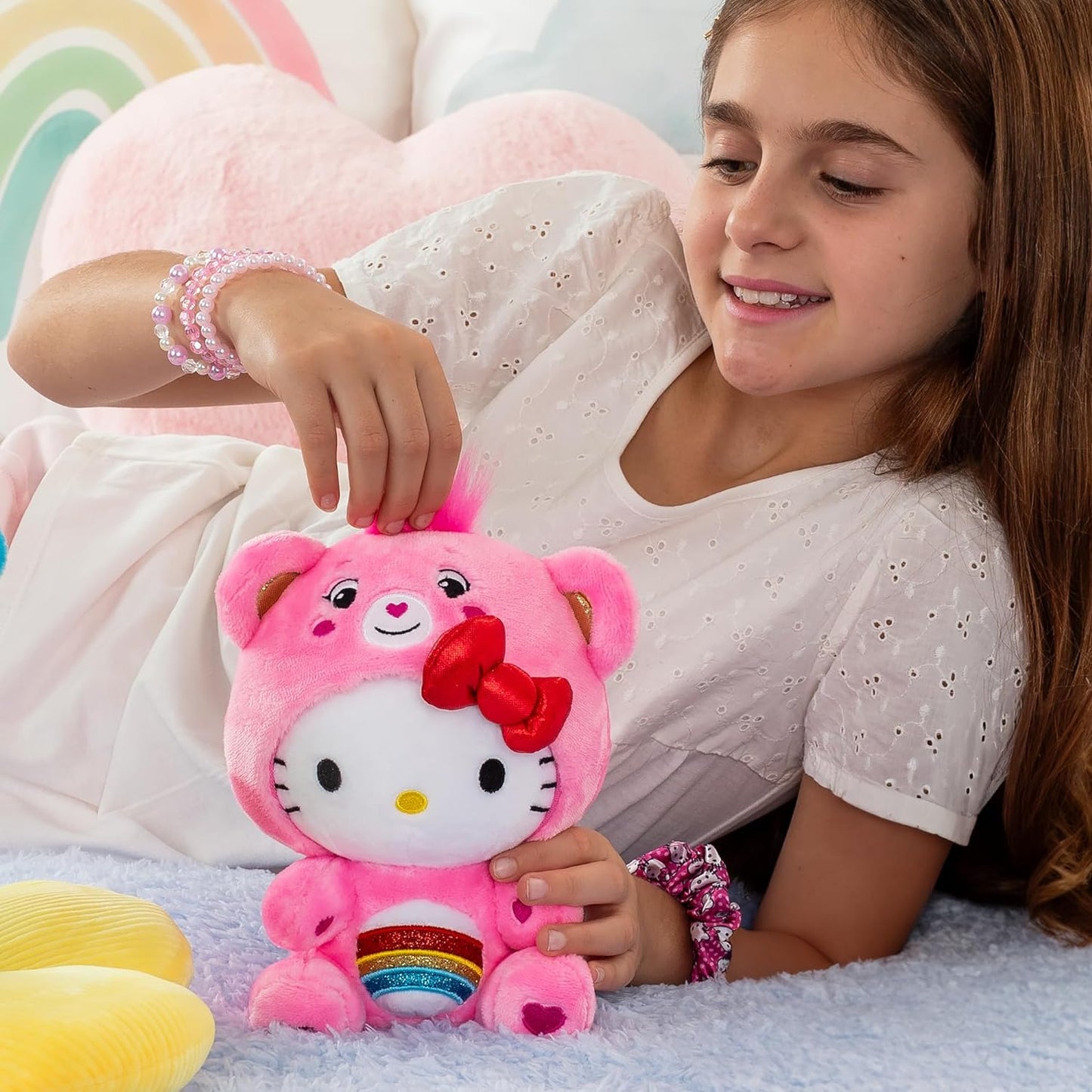 Hello Kitty Dressed as Cheer Bear Fun-Size Plush - Soft, Huggable Bestie! - Cupid's Treasures