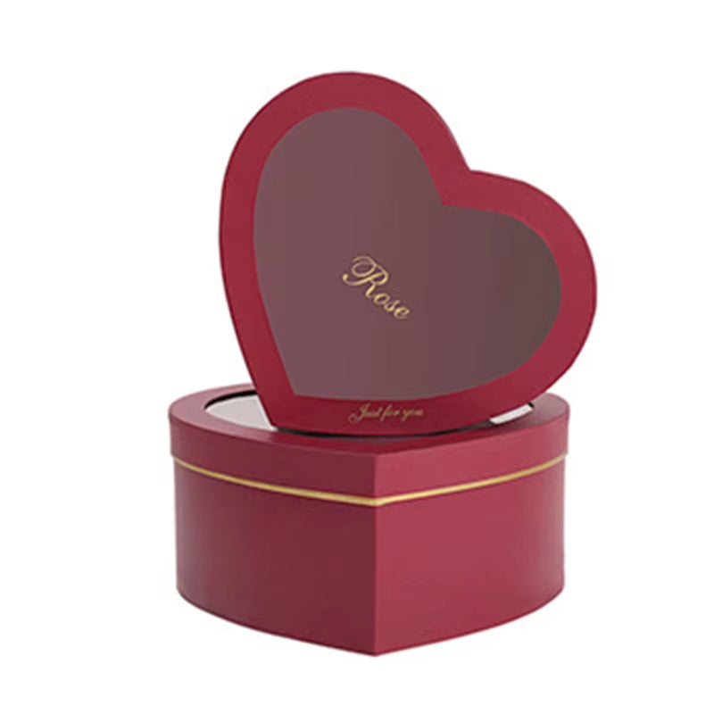 2-Piece Heart-Shaped Luxury Flower Gift Boxes – Floral Arrangements & Jewelry Storage with Transparent Window Lids - Cupid's Treasures