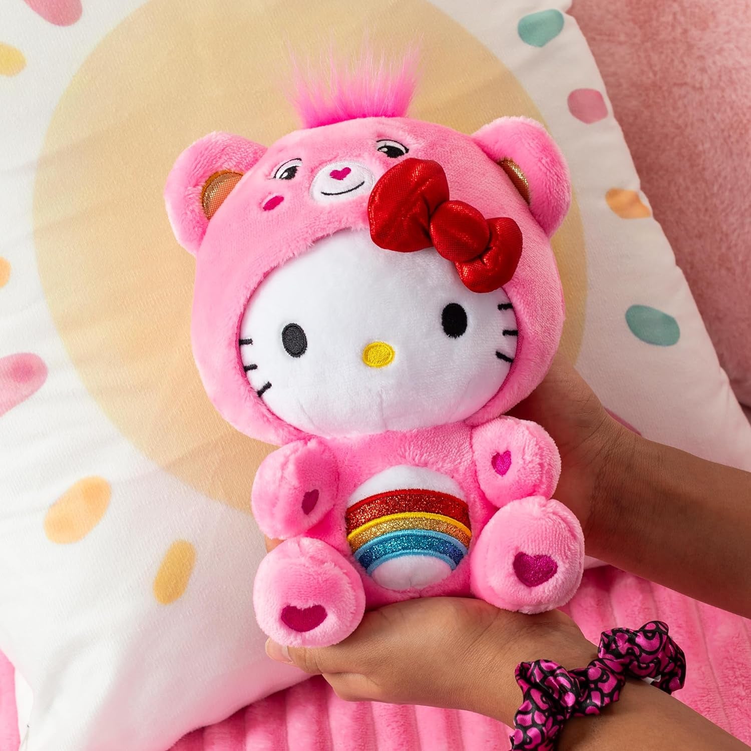 Hello Kitty Dressed as Cheer Bear Fun-Size Plush - Soft, Huggable Bestie! - Cupid's Treasures