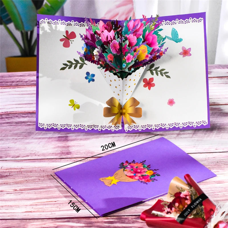 3D Pop-Up Flower Greeting Card – Perfect for Any Occasion- Valentine's Day- Mother's Day - Cupid's Treasures