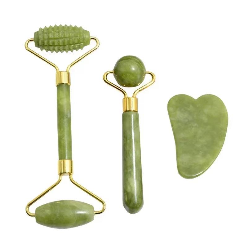 Natural Jade Roller & Gua Sha Set – Facial Massager for Skin Lifting, Anti-Aging, and Relaxation - Cupid's Treasures