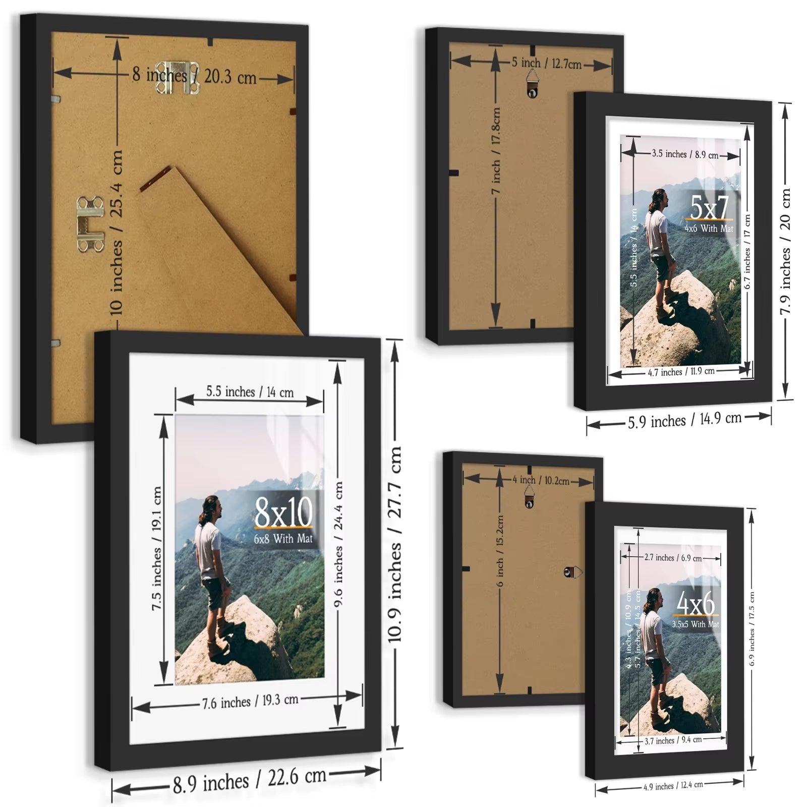 Matte Black/Wood Wall Gallery Picture Frames - Cupid's Treasures