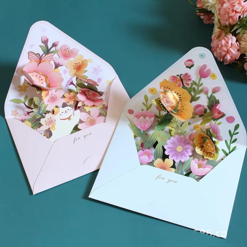 3D Pop-Up Romantic Flower Greeting Card – Birthday, Wedding, Christmas, and Party Decor Gift Card - Cupid's Treasures