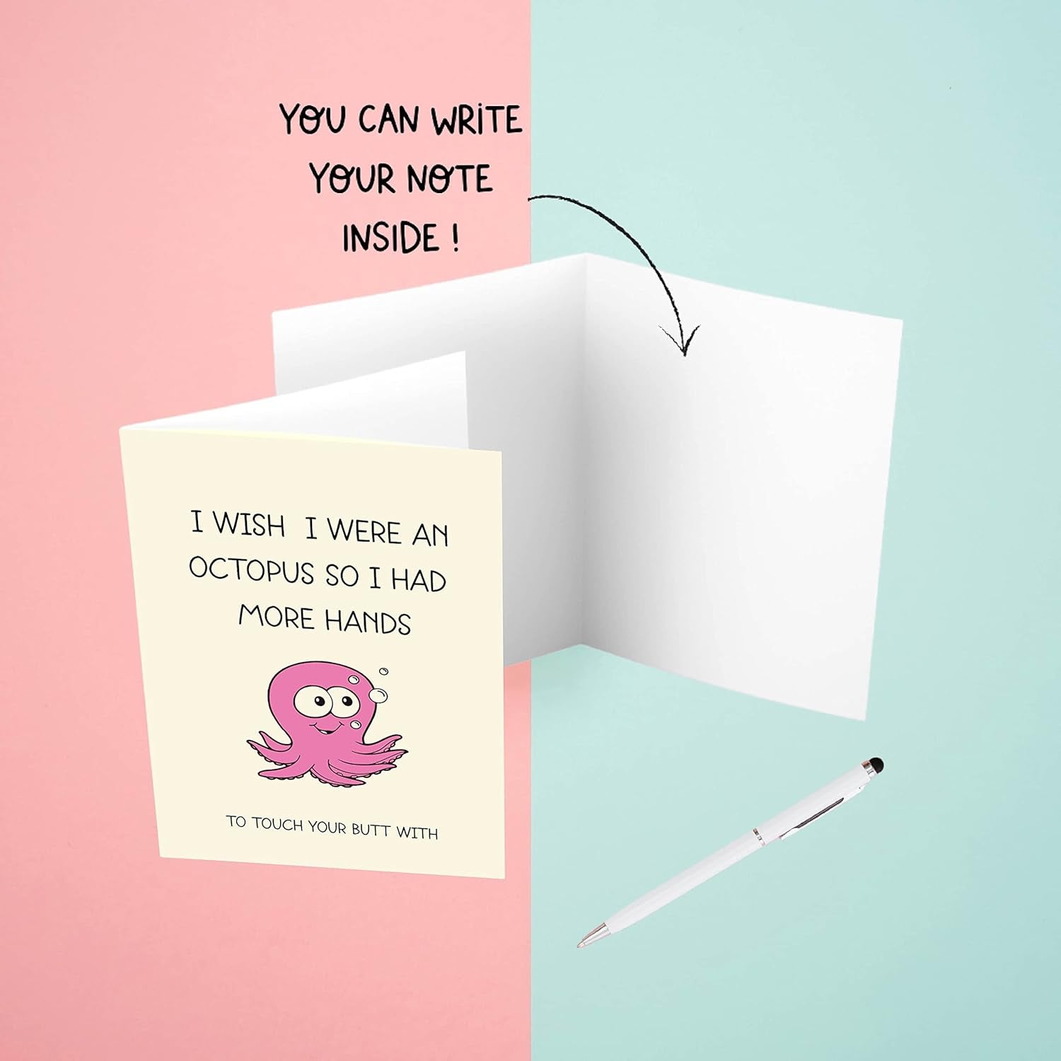 Cupid’s Treasures Funny Valentine’s Day Card for Him and He - Octopus 