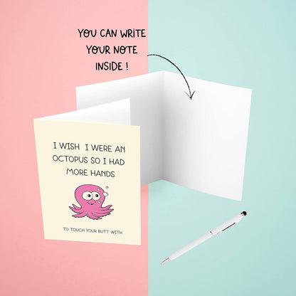 Cupid’s Treasures Funny Valentine’s Day Card for Him and He - Octopus 