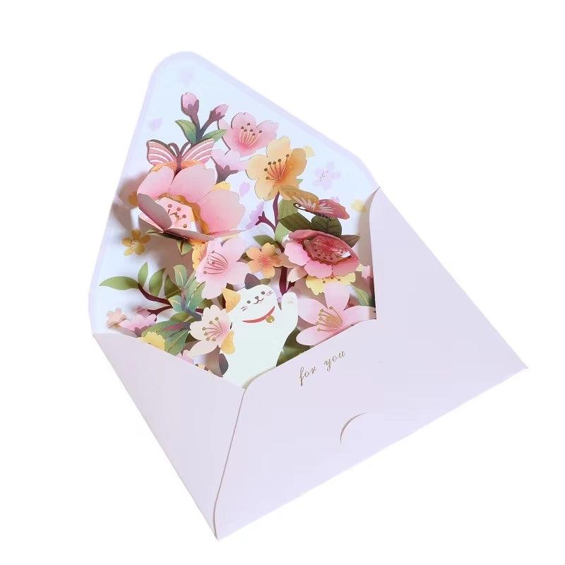 3D Pop-Up Romantic Flower Greeting Card – Birthday, Wedding, Christmas, and Party Decor Gift Card - Cupid's Treasures