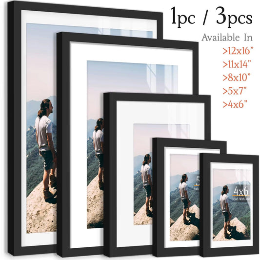 Matte Black/Wood Wall Gallery Picture Frames - Cupid's Treasures