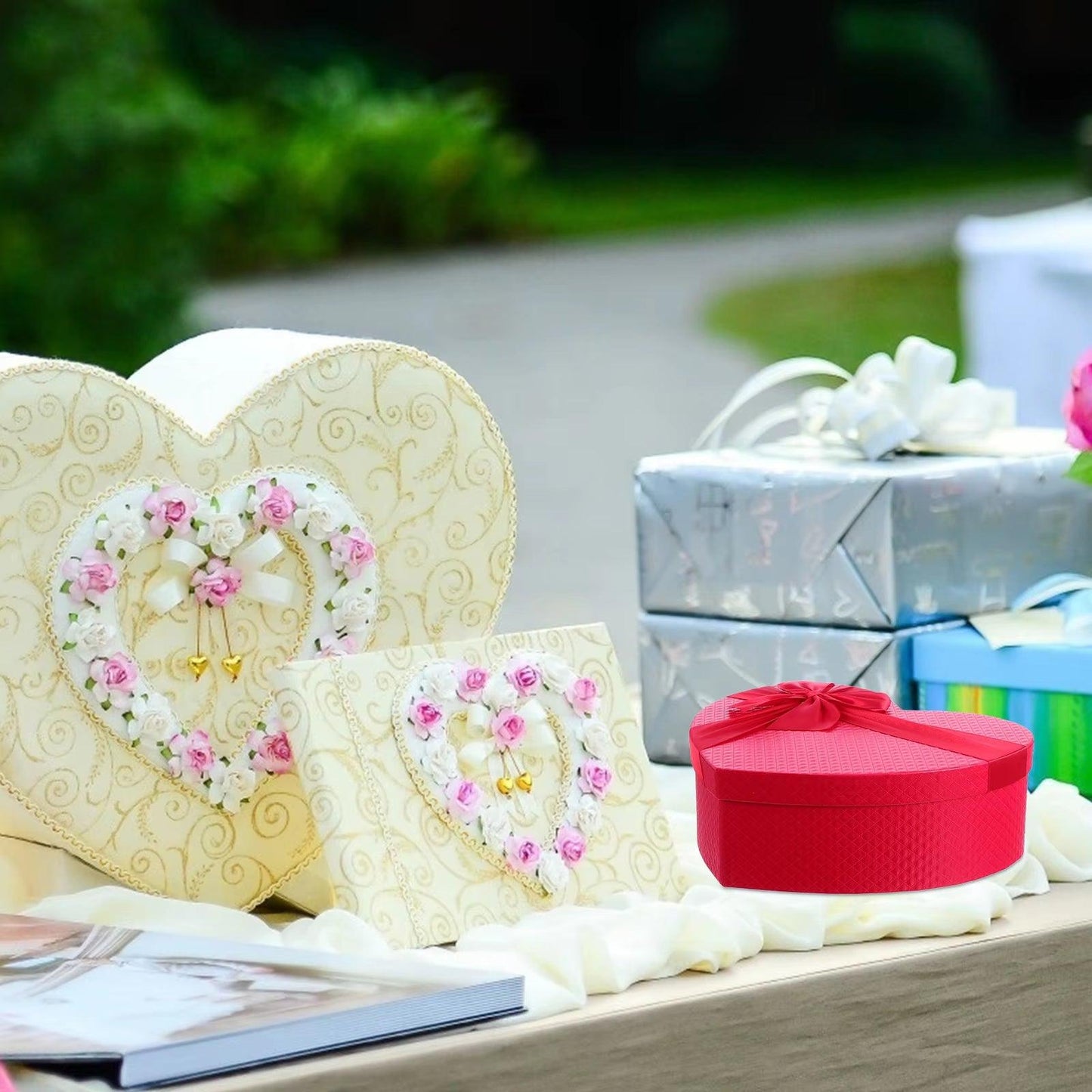 Heart-Shaped Gift Box with Cover & Ribbon - Cupid's Treasures