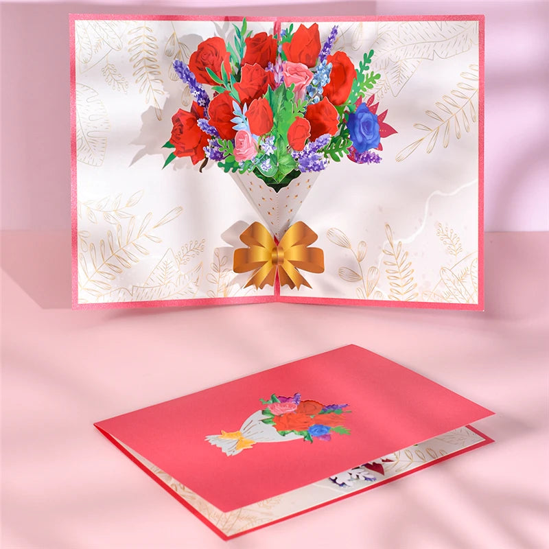 3D Pop-Up Flower Greeting Card – Perfect for Any Occasion- Valentine's Day- Mother's Day - Cupid's Treasures