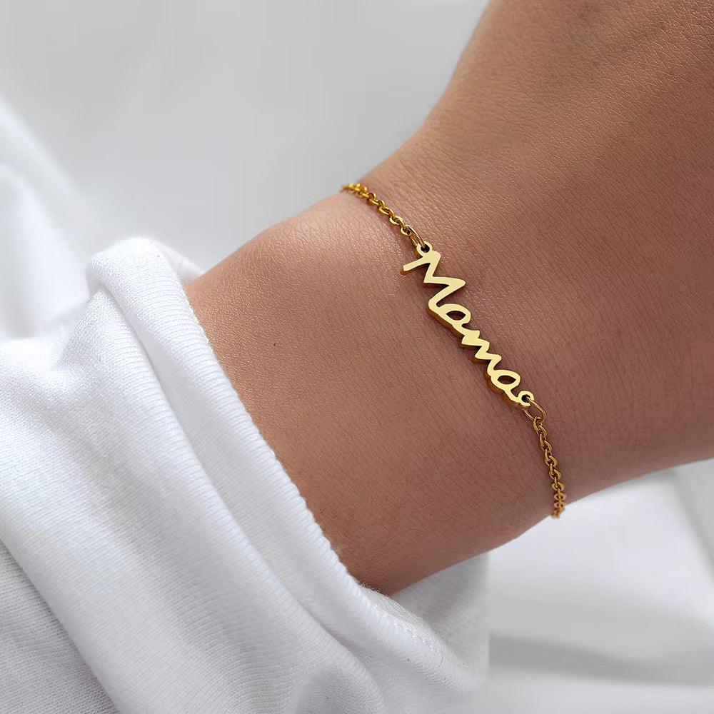 Gold Mama Pendant Bracelet – Stainless Steel Chain for Women, Mothers, and Gifts - Cupid's Treasures