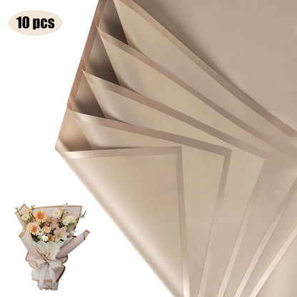 10 Sheets Golden Edge Flower Wrapping Paper – Waterproof Bouquet Packaging for Weddings, Birthdays & DIY - Cupid's Treasures