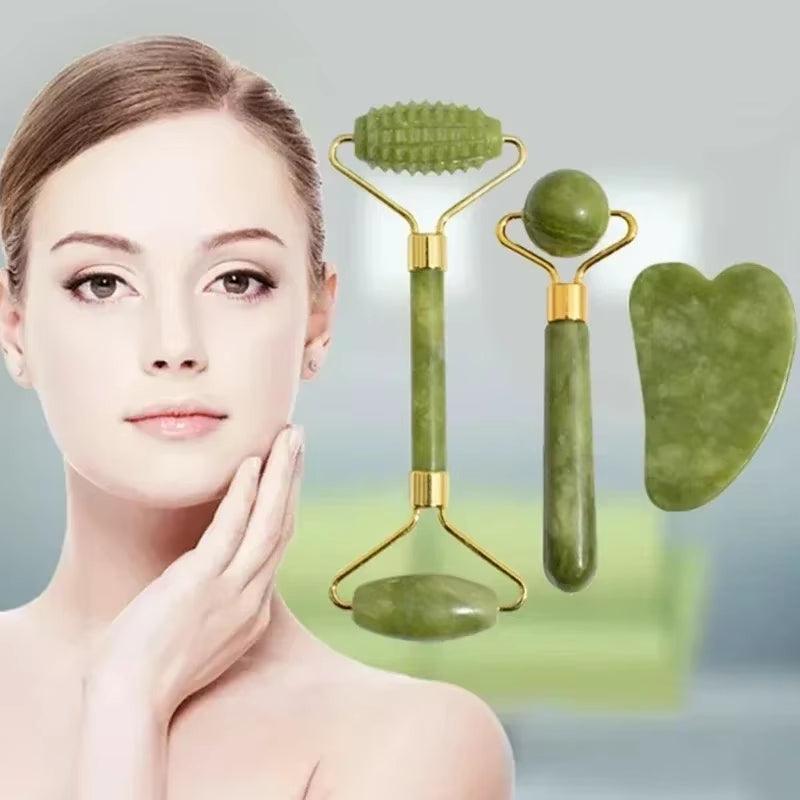 Natural Jade Roller & Gua Sha Set – Facial Massager for Skin Lifting, Anti-Aging, and Relaxation - Cupid's Treasures