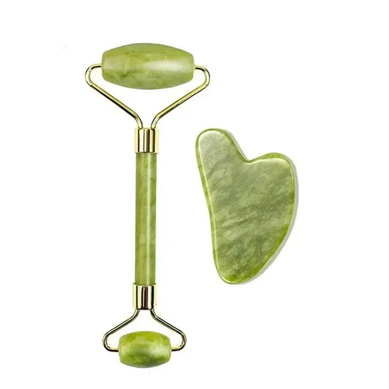 Natural Jade Roller & Gua Sha Set – Facial Massager for Skin Lifting, Anti-Aging, and Relaxation - Cupid's Treasures