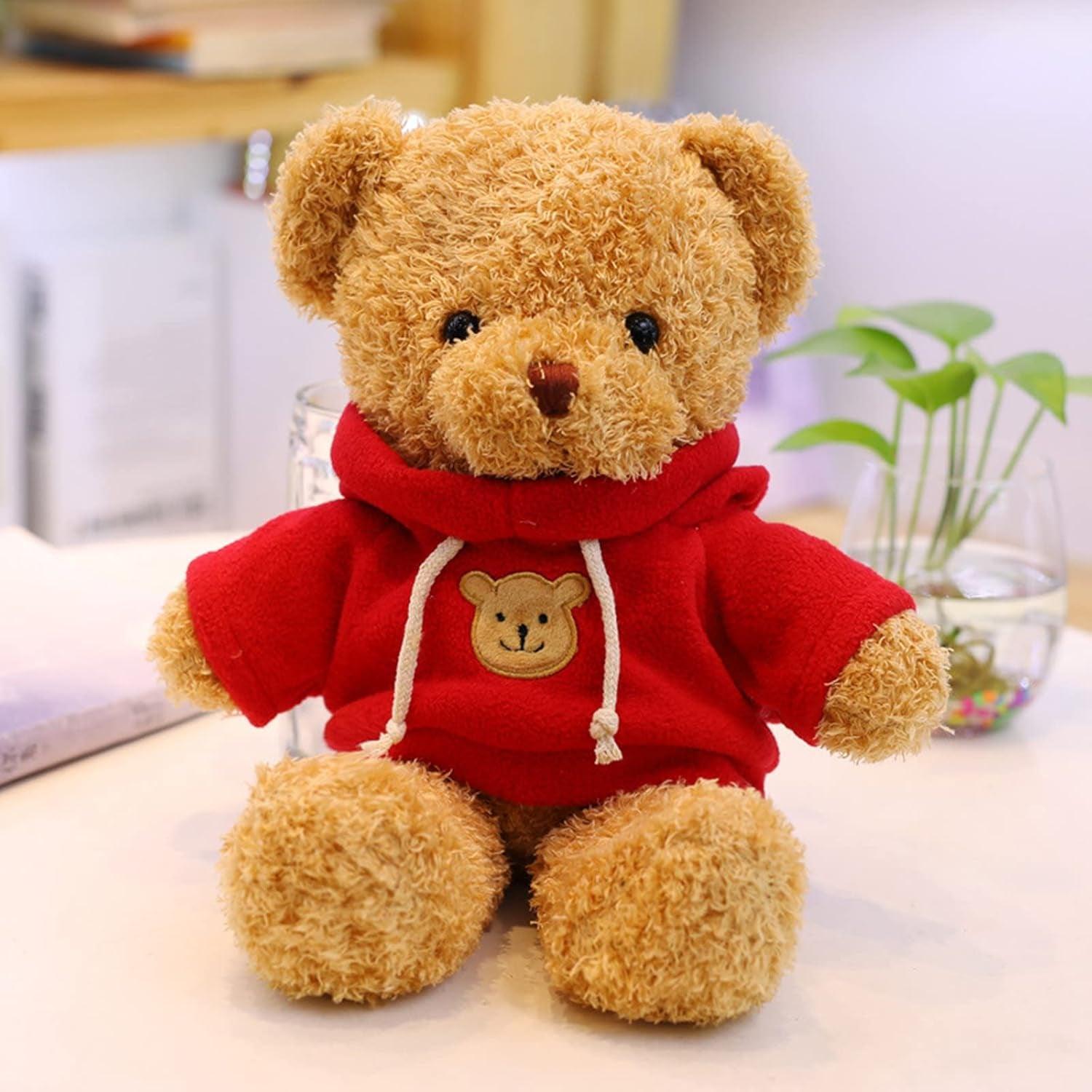 11.8-Inch Plush Teddy Bear with Hoodie - Cupid's Treasures