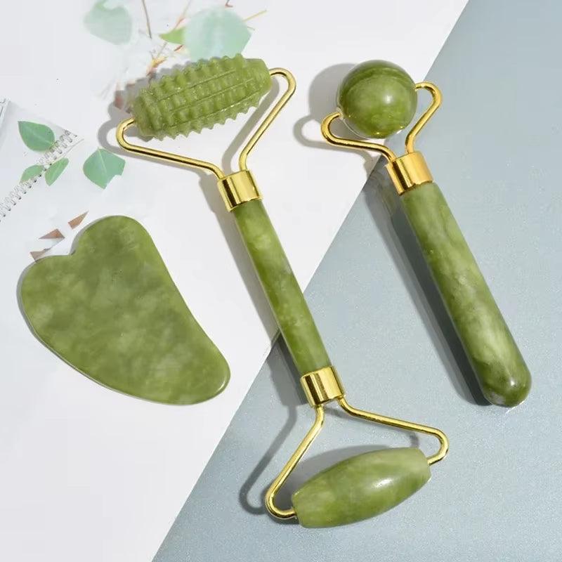 Natural Jade Roller & Gua Sha Set – Facial Massager for Skin Lifting, Anti-Aging, and Relaxation - Cupid's Treasures