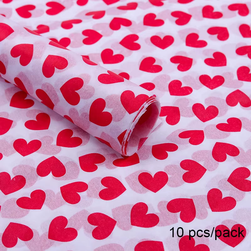 Romantic Heart Tissue Paper – 10 Sheets for Gift Wrapping & Bouquets - Cupid's Treasures