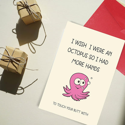 Cupid’s Treasures Funny Valentine’s Day Card for Him and He - Octopus 