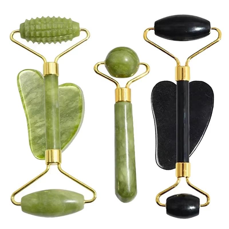 Natural Jade Roller & Gua Sha Set – Facial Massager for Skin Lifting, Anti-Aging, and Relaxation - Cupid's Treasures