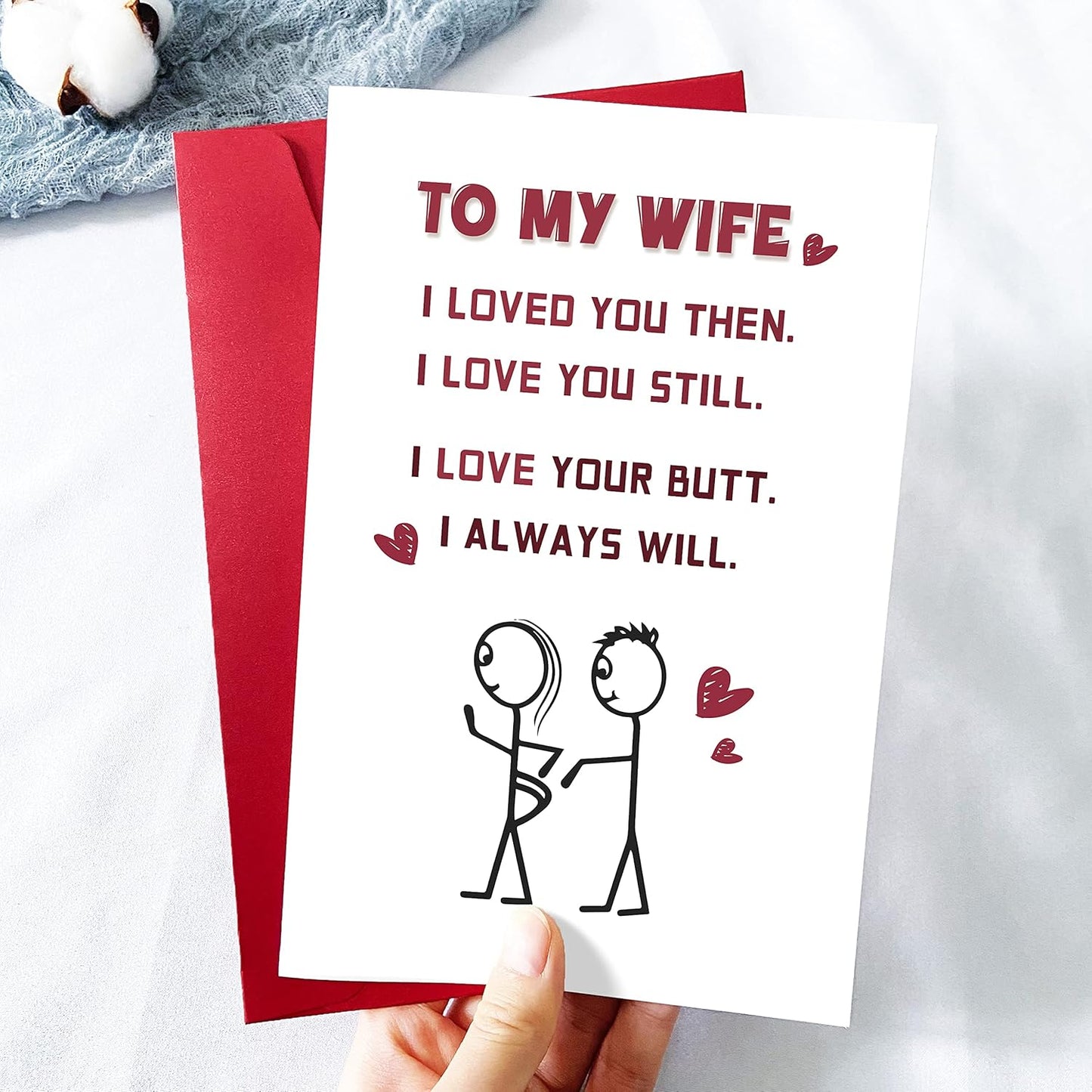 Funny Romantic Birthday Card for Wife – Naughty Anniversary Card for Her from Husband, Wedding or Valentine's Day - Cupid's Treasures