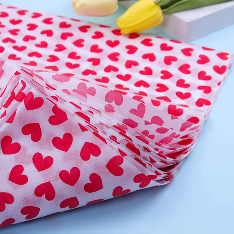 Romantic Heart Tissue Paper – 10 Sheets for Gift Wrapping & Bouquets - Cupid's Treasures