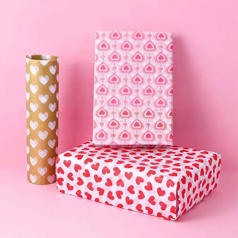 Romantic Heart Tissue Paper – 10 Sheets for Gift Wrapping & Bouquets - Cupid's Treasures