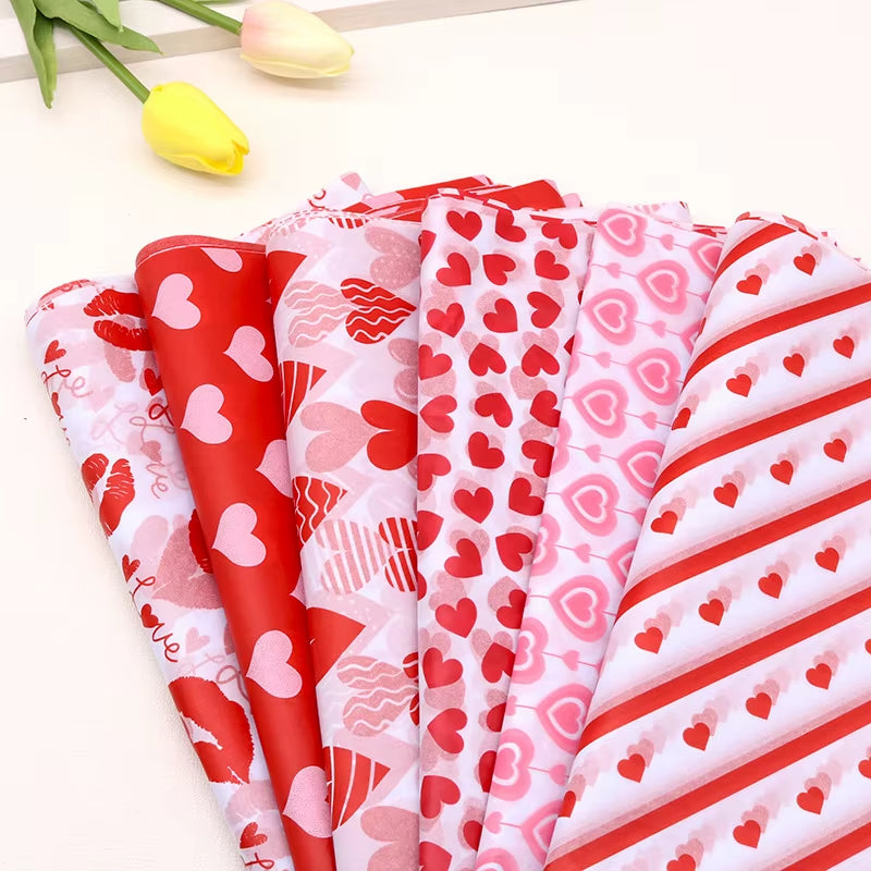 Romantic Heart Tissue Paper – 10 Sheets for Gift Wrapping & Bouquets - Cupid's Treasures