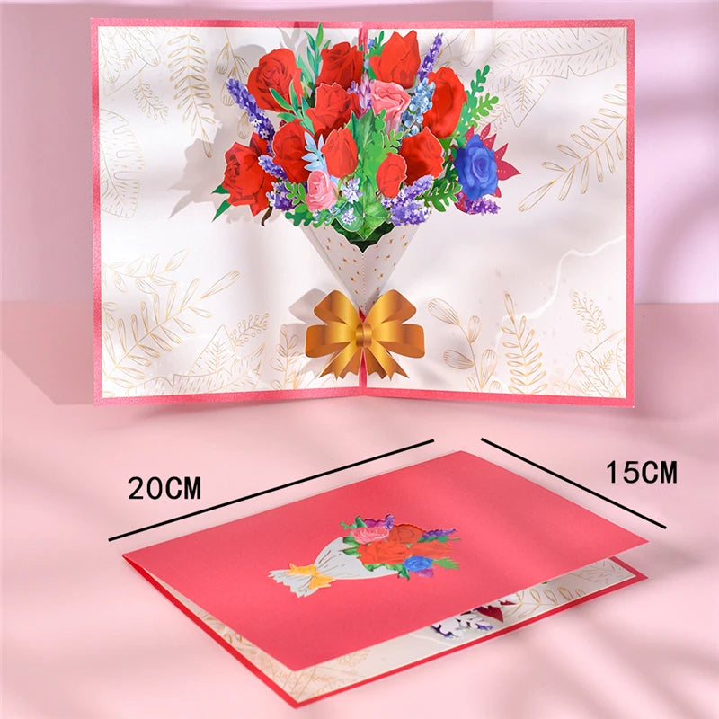 3D Pop-Up Flower Greeting Card – Perfect for Any Occasion- Valentine's Day- Mother's Day - Cupid's Treasures