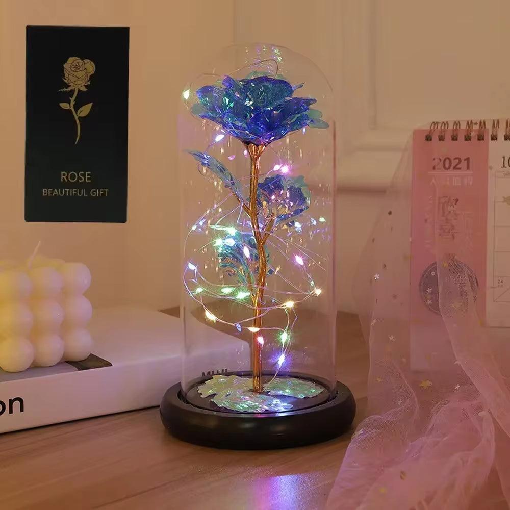 Eternal Rose LED Light in Glass Dome - Blue Rose - Cupid's Treasures