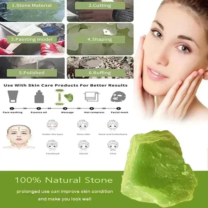 Natural Jade Roller & Gua Sha Set – Facial Massager for Skin Lifting, Anti-Aging, and Relaxation - Cupid's Treasures