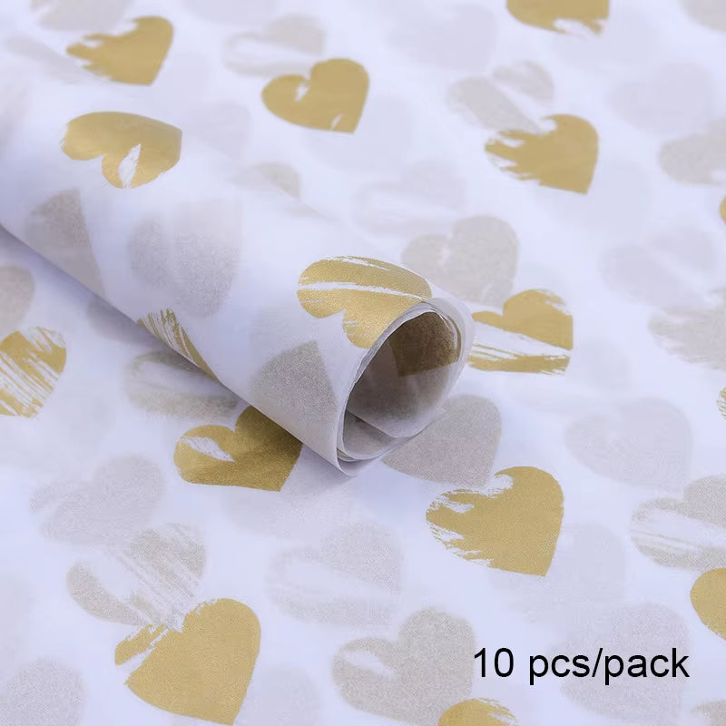 Romantic Heart Tissue Paper – 10 Sheets for Gift Wrapping & Bouquets - Cupid's Treasures